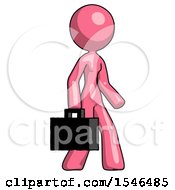 Poster, Art Print Of Pink Design Mascot Woman Walking With Briefcase To The Right