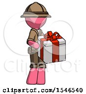 Poster, Art Print Of Pink Explorer Ranger Man Giving A Present