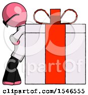 Pink Doctor Scientist Man Gift Concept Leaning Against Large Present