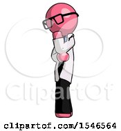 Poster, Art Print Of Pink Doctor Scientist Man Thinking Wondering Or Pondering