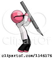 Poster, Art Print Of Pink Doctor Scientist Man Stabbing Or Cutting With Scalpel