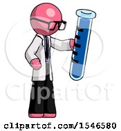 Poster, Art Print Of Pink Doctor Scientist Man Holding Large Test Tube