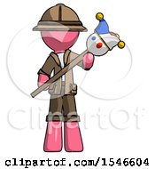 Poster, Art Print Of Pink Explorer Ranger Man Holding Jester Diagonally