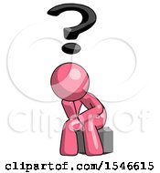 Pink Design Mascot Man Thinker Question Mark Concept