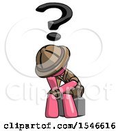 Poster, Art Print Of Pink Explorer Ranger Man Thinker Question Mark Concept