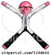 Poster, Art Print Of Pink Doctor Scientist Man With Arms And Legs Stretched Out
