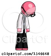 Pink Doctor Scientist Man Depressed With Head Down Turned Right