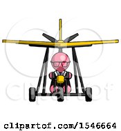 Pink Doctor Scientist Man In Ultralight Aircraft Front View