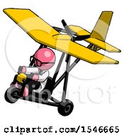 Poster, Art Print Of Pink Doctor Scientist Man In Ultralight Aircraft Top Side View