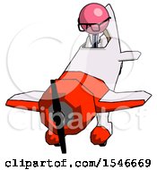 Poster, Art Print Of Pink Doctor Scientist Man In Geebee Stunt Plane Descending Front Angle View