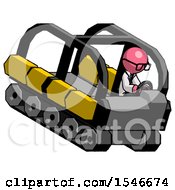 Poster, Art Print Of Pink Doctor Scientist Man Driving Amphibious Tracked Vehicle Top Angle View