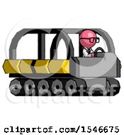 Poster, Art Print Of Pink Doctor Scientist Man Driving Amphibious Tracked Vehicle Side Angle View