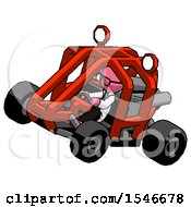 Poster, Art Print Of Pink Doctor Scientist Man Riding Sports Buggy Side Top Angle View