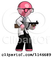 Poster, Art Print Of Pink Doctor Scientist Man Tommy Gun Gangster Shooting Pose