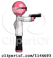Poster, Art Print Of Pink Doctor Scientist Man Firing A Handgun