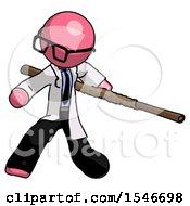 Poster, Art Print Of Pink Doctor Scientist Man Bo Staff Action Hero Kung Fu Pose