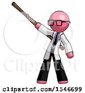 Poster, Art Print Of Pink Doctor Scientist Man Bo Staff Pointing Up Pose