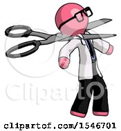 Poster, Art Print Of Pink Doctor Scientist Man Scissor Beheading Office Worker Execution