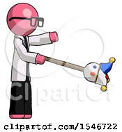 Poster, Art Print Of Pink Doctor Scientist Man Holding Jesterstaff - I Dub Thee Foolish Concept