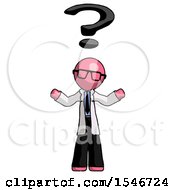 Poster, Art Print Of Pink Doctor Scientist Man With Question Mark Above Head Confused