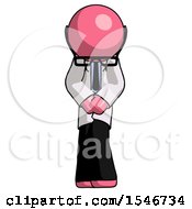 Poster, Art Print Of Pink Doctor Scientist Bending Over Hurt Or Nautious