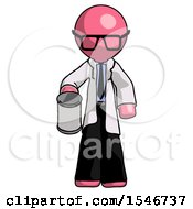 Poster, Art Print Of Pink Doctor Scientist Man Begger Holding Can Begging Or Asking For Charity