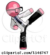 Poster, Art Print Of Pink Doctor Scientist Man Ninja Kick Right