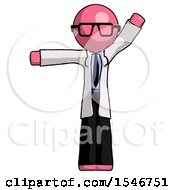 Poster, Art Print Of Pink Doctor Scientist Man Directing Traffic Left