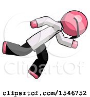 Poster, Art Print Of Pink Doctor Scientist Man Running While Falling Down