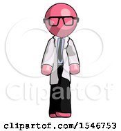 Poster, Art Print Of Pink Doctor Scientist Man Walking Front View