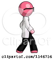 Poster, Art Print Of Pink Doctor Scientist Man Walking Right Side View