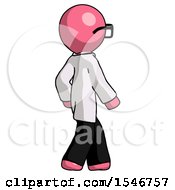 Poster, Art Print Of Pink Doctor Scientist Man Walking Away Direction Right View