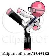 Poster, Art Print Of Pink Doctor Scientist Man Ninja Kick Left