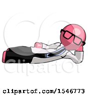 Poster, Art Print Of Pink Doctor Scientist Man Reclined On Side