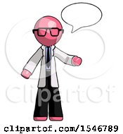 Poster, Art Print Of Pink Doctor Scientist Man With Word Bubble Talking Chat Icon