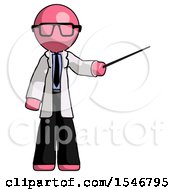 Poster, Art Print Of Pink Doctor Scientist Man Teacher Or Conductor With Stick Or Baton Directing