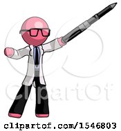 Pink Doctor Scientist Man Demonstrating That Indeed The Pen Is Mightier