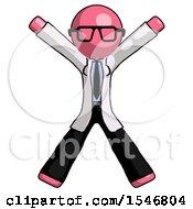 Poster, Art Print Of Pink Doctor Scientist Man Jumping Or Flailing