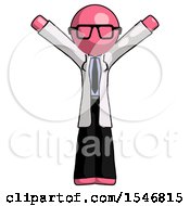 Poster, Art Print Of Pink Doctor Scientist Man With Arms Out Joyfully