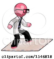 Poster, Art Print Of Pink Doctor Scientist Man On Postage Envelope Surfing