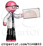 Poster, Art Print Of Pink Doctor Scientist Man Holding Large Envelope