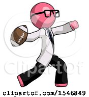 Poster, Art Print Of Pink Doctor Scientist Man Throwing Football