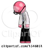 Poster, Art Print Of Pink Doctor Scientist Man Depressed With Head Down Turned Left