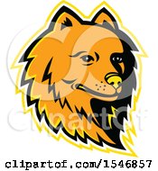 Poster, Art Print Of Pomeranian Dog Mascot Head With A Yellow Outline