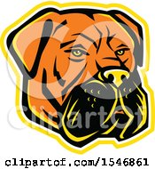 Poster, Art Print Of Bullmastiff Dog Mascot Head With A Yellow Outline