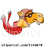 Poster, Art Print Of Pilot Camel Head In Profile With Goggles A Hat And Scarf