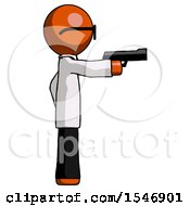 Poster, Art Print Of Orange Doctor Scientist Man Firing A Handgun