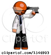 Orange Doctor Scientist Man Suicide Gun Pose