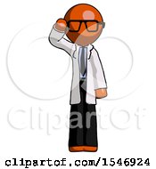 Poster, Art Print Of Orange Doctor Scientist Man Soldier Salute Pose