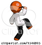 Orange Doctor Scientist Man Kick Pose Start